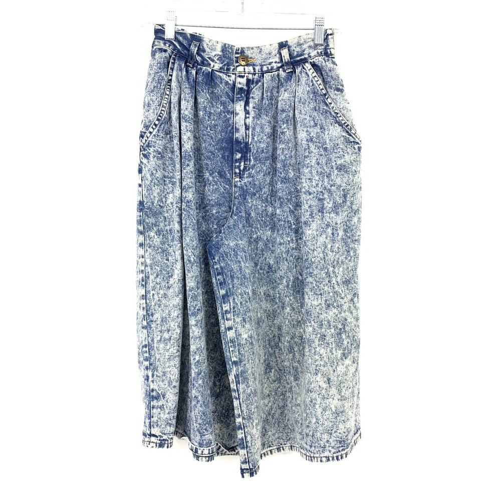 Vintage 80s Cherokee Denim Culotte Pants Womens Apx Size 27" Acid Wash Jeans